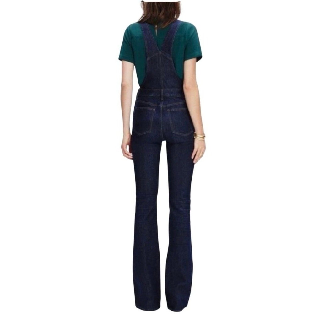 Madewell Flea Market Flare Denim Overalls Dark Wash indigo Sz M - Picture 2 of 7